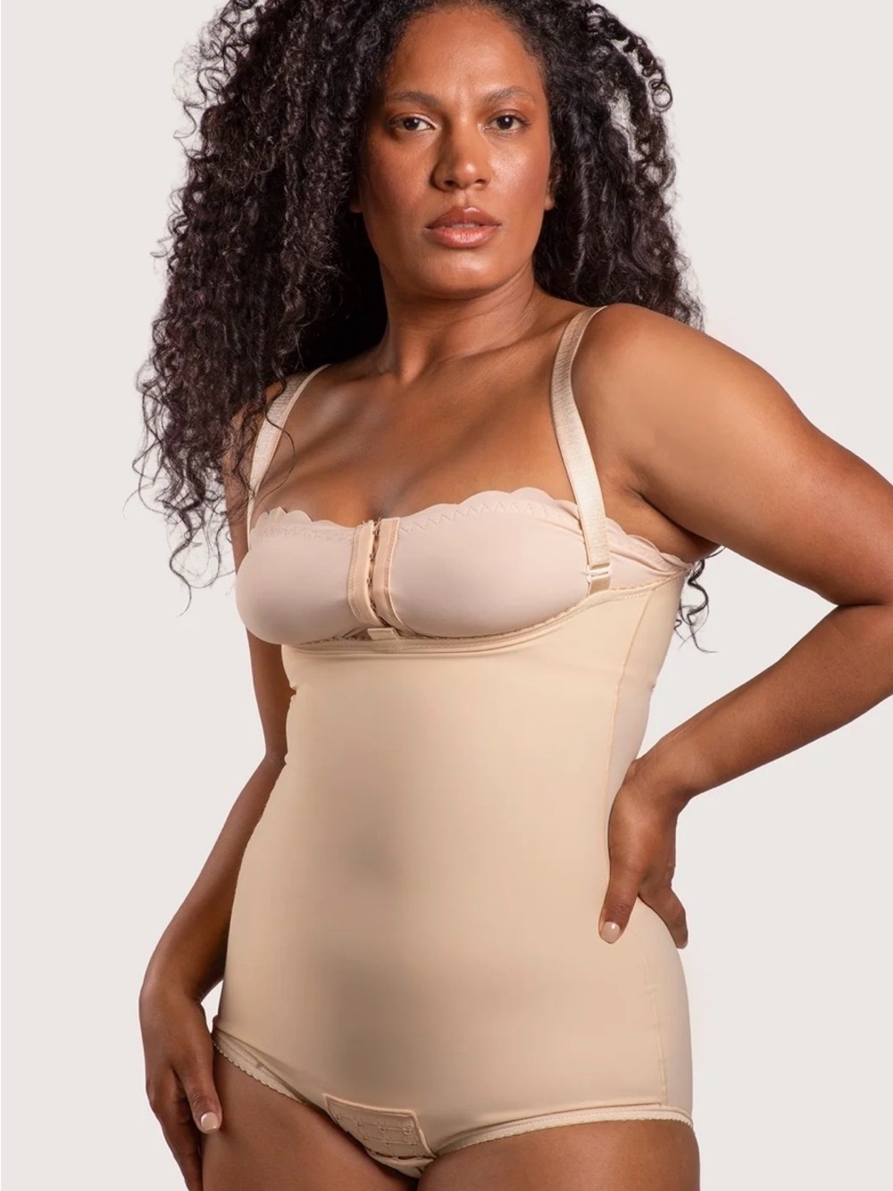 High-Waist Nude Shaping Bodysuit with Removable Straps Tummy Tuck Revovery